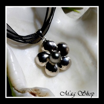 Silver Sea Collection- Collier Miti Hibiscus Argent 925 Perle de Tahiti MAG.SHOP