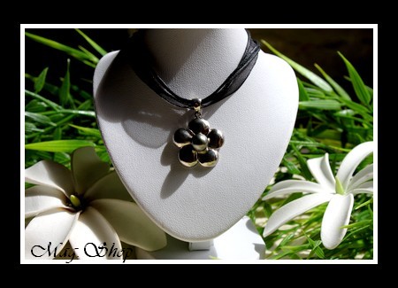 Silver Sea Collection- Collier Miti Hibiscus Argent 925 Perle de Tahiti MAG.SHOP