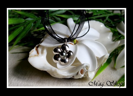 Silver Sea Collection- Collier Miti Hibiscus Argent 925 Perle de Tahiti MAG.SHOP