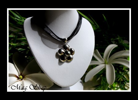 Silver Sea Collection- Collier Miti Hibiscus Argent 925 Perle de Tahiti MAG.SHOP