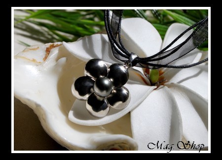 Silver Sea Collection- Collier Miti Hibiscus Argent 925 Perle de Tahiti MAG.SHOP
