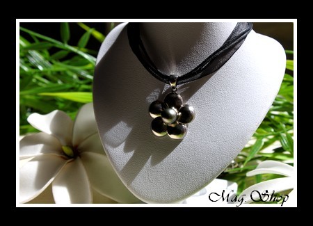 Silver Sea Collection- Collier Miti Hibiscus Argent 925 Perle de Tahiti MAG.SHOP