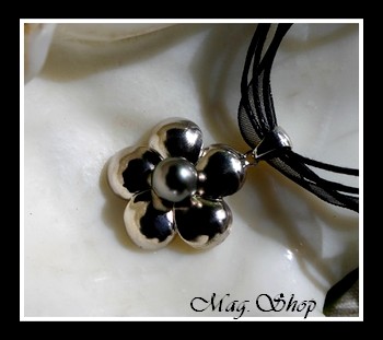 Silver Sea Collection- Collier Miti Hibiscus Argent 925 Perle de Tahiti MAG.SHOP