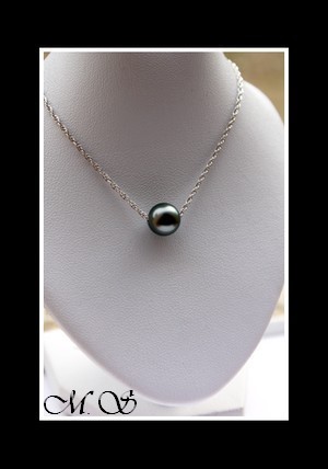 Silver Sea Collection Collier Nuku Hiva Argent Rhodié 925 Perle Ronde de Tahiti MAG.SHOP