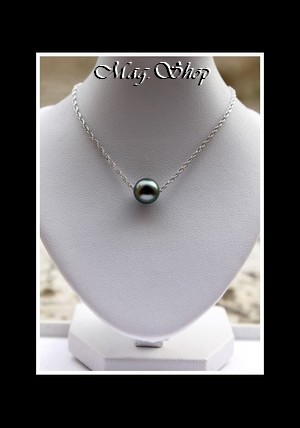 Silver Sea Collection Collier Nuku Hiva Argent Rhodié 925 Perle Ronde de Tahiti MAG.SHOP