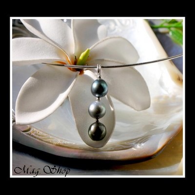 Silver Sea Collection  Pendentif Mangareva 3 Perles Baroques de Tahiti MAG.SHOP