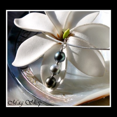 Silver Sea Collection  Pendentif Mangareva 3 Perles Baroques de Tahiti MAG.SHOP