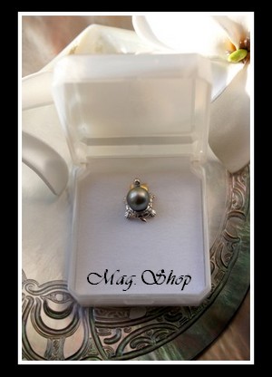 Silver Sea Collection  Pendentif Tortue Argent Rhodié 925   Perle Baroque de Tahiti MAG.SHOP