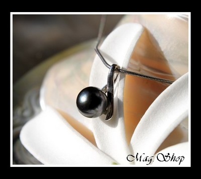 Silver sea Collection  Pendentif Haraiki Argent Rhodié 925 (1.04g) Perle Ronde de Tahiti MAG.SHOP
