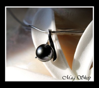 Silver sea Collection  Pendentif Haraiki Argent Rhodié 925 (1.04g) Perle Ronde de Tahiti MAG.SHOP