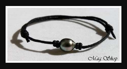 Surfeur Bracelet Perle Cerclée de Tahiti Reflets Gris MAG.SHOP