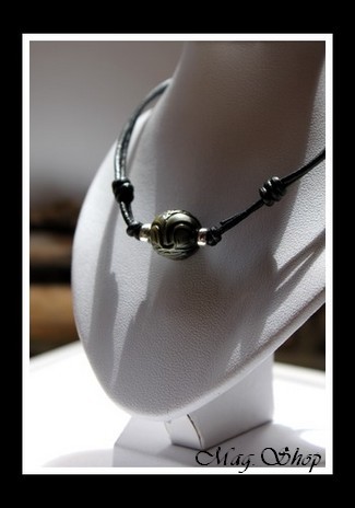 Surfeur Collier Bora-Bora Perle Baroque de Tahiti Tiki Marquisien Reflets Gris MAG.SHOP