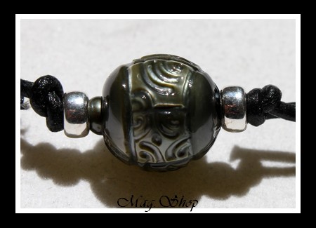 Surfeur Collier Bora-Bora Perle Baroque de Tahiti Tiki Marquisien Reflets Gris MAG.SHOP