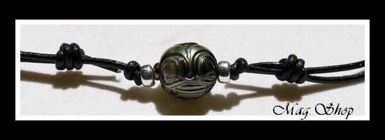 Surfeur Collier Bora-Bora Perle Baroque de Tahiti Tiki Marquisien Reflets Gris MAG.SHOP