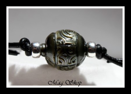 Surfeur Collier Bora-Bora Perle Baroque de Tahiti Tiki Marquisien Reflets Gris MAG.SHOP
