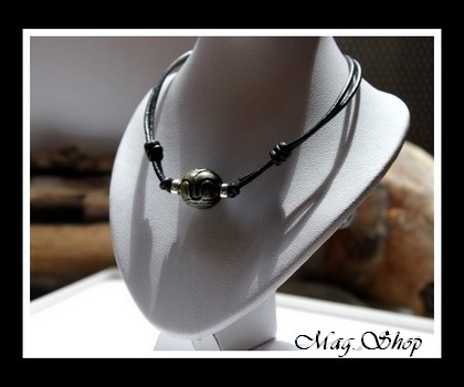 Surfeur Collier Bora-Bora Perle Baroque de Tahiti Tiki Marquisien Reflets Gris MAG.SHOP