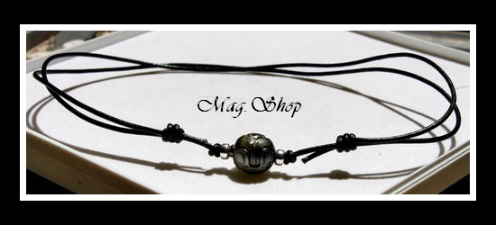 Surfeur Collier Bora-Bora Perle Baroque de Tahiti Tiki Marquisien Reflets Gris MAG.SHOP