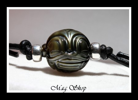 Surfeur Collier Bora-Bora Perle Baroque de Tahiti Tiki Marquisien Reflets Gris MAG.SHOP