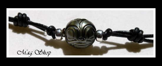 Surfeur Collier Bora-Bora Perle Baroque de Tahiti Tiki Marquisien Reflets Gris MAG.SHOP
