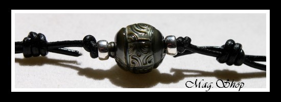 Surfeur Collier Bora-Bora Perle Baroque de Tahiti Tiki Marquisien Reflets Gris MAG.SHOP