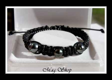 Surfeur Marutea Bracelet 3 Perles de Tahiti Modèle Vahinés 1 MAG.SHOP