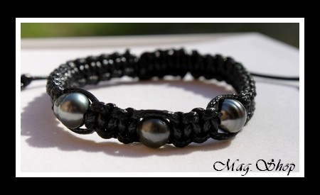Surfeur Marutea Bracelet 3 Perles de Tahiti Modèle Vahinés 1 MAG.SHOP