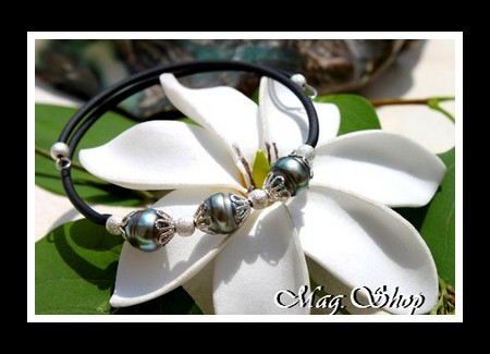 Tahiti Collection - Bracelet Manava 3 Perles Cerclées de Tahiti MAG.SHOP