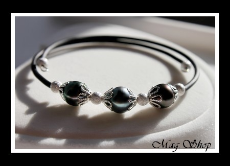 Tahiti Collection  Bracelet Manava 3 Perles Cerclées de Tahiti MAG.SHOP 