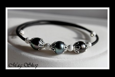 Tahiti Collection  Bracelet Manava 3 Perles Cerclées de Tahiti MAG.SHOP 