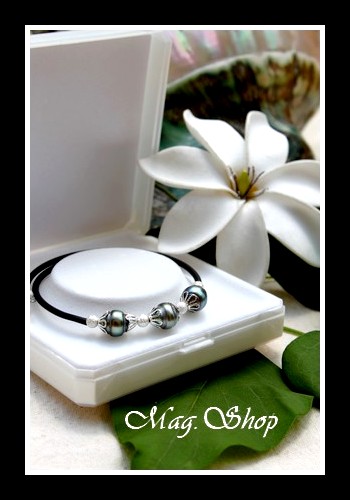 Tahiti Collection - Bracelet Manava 3 Perles Cerclées de Tahiti MAG.SHOP