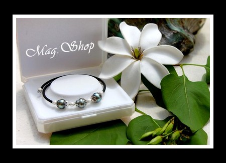 Tahiti Collection - Bracelet Manava 3 Perles Cerclées de Tahiti MAG.SHOP