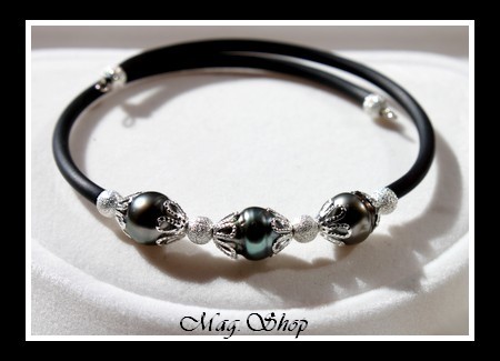 Tahiti Collection  Bracelet Manava 3 Perles Cerclées de Tahiti MAG.SHOP TAHITI