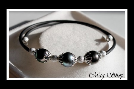 Tahiti Collection  Bracelet Manava 3 Perles Cerclées de Tahiti MAG.SHOP 