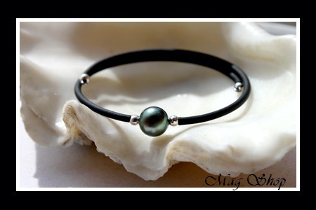 Tahiti Collection Bracelet Manava Perle de Tahiti Ronde Reflets Verts  MAG.SHOP