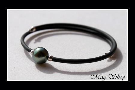 Tahiti Collection Bracelet Manava Perle de Tahiti Ronde Reflets Verts  MAG.SHOP