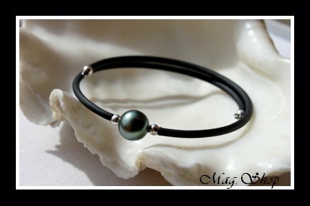 Tahiti Collection Bracelet Manava Perle de Tahiti Ronde Reflets Verts  MAG.SHOP