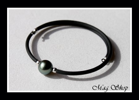 Tahiti Collection Bracelet Manava Perle de Tahiti Ronde Reflets Verts  MAG.SHOP