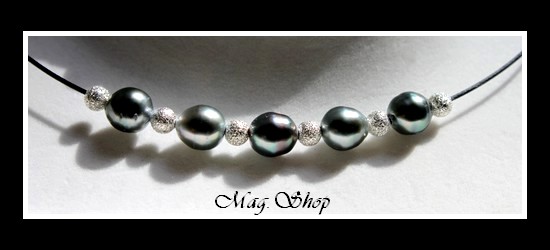 Tahiti Collection  Collier Maeva  5 Perles Baroques de Tahiti MAG.SHOP