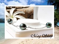 Bracelet Vaïmiti 3 Perles 3 Perles Drop/Semi-Baroques/Cerclées de Tahiti 10mm C/D / Acier Inoxydable / 20cm (Photos non Contractuelles)