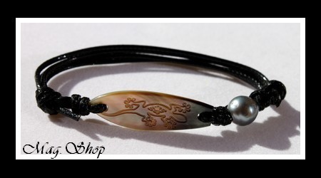 Tareti Planche de Surf Margouillat Bracelet Nacre & Perle de Tahiti MAG.SHOP