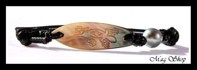 Tareti Planche de Surf Margouillat Bracelet Nacre & Perle de Tahiti MAG.SHOP