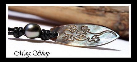 Taverio Collier Planche de Surf Margouillat Nacre & Perle de Tahiti Modèle 2 MAG.SHOP