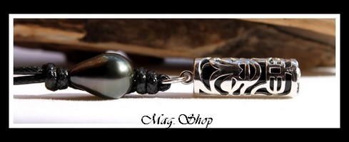 Teahio Collier Tiki Amour Agate Noire Perle de Tahiti MAG.SHOP