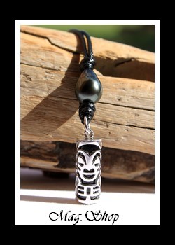 Teahio Collier Tiki Amour Agate Noire Perle de Tahiti MAG.SHOP