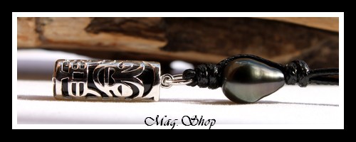 Teahio Collier Tiki Amour Agate Noire Perle de Tahiti MAG.SHOP