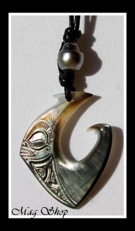 Teano Tiki Collier Hameçon Nacre & Perle de Tahiti Modèle 2 MAG.SHOP