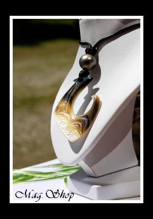 Teano Tiki Collier Hameçon Nacre & Perle de Tahiti Modèle 5 MAG.SHOP