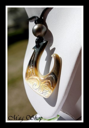 Teano Tiki Collier Hameçon Nacre & Perle de Tahiti Modèle 5 MAG.SHOP