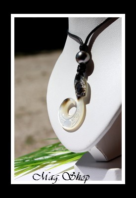 Teinaki Collier Hameçon Tiki Nacre & Perle de Tahiti Modèle 5 MAG.SHOP