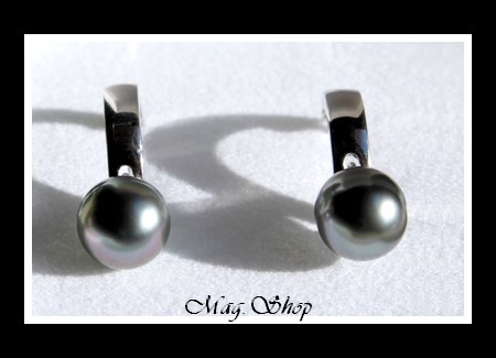 Teivatoa Boucles Créoles Argent Rhodié 925 Perles Cerclées de Tahiti MAG.SHOP